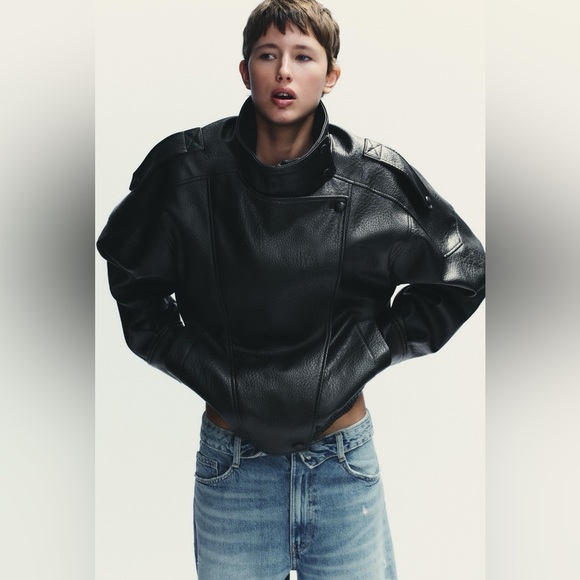 Zara FAUX LEATHER JACKET - Picture 3 of 13